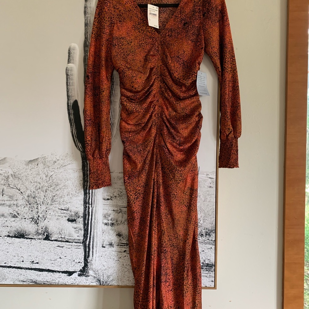 MELLODAY Rust Ruched Evening Dress
